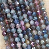 Mixed Tourmaline Beads Diamond Cut Round, approx 4mm [GB16509]
