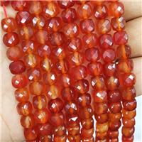 Natural Red Carnelian Agate Beads Faceted Cube, approx 7-8mm [GB16624]