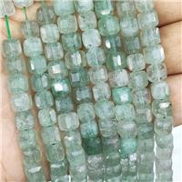 Natural Strawberry Quartz Beads Green Faceted Cube, approx 7-8mm [GB16628]