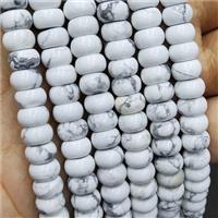 White Howlite Turquoise Rondelle Beads Smooth, approx 5x8mm [GB16706]