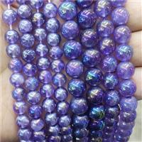 Natural Amethyst Beads Purple Smooth Round Electroplated, approx 8mm dia [GB16998-8MM]