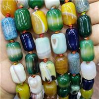 Natural Agate Barrel Beads Dye Mix Color, approx 12-18mm [GB17114]