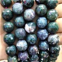 Natural Moss Agate Beads Green Faceted Round, approx 16mm [GB17284]