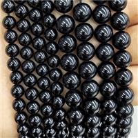 Natural Black Tourmaline Beads Smooth Round, approx 8mm dia [GB17363-8MM]