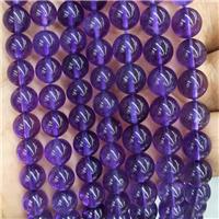 Natural Amethyst Beads Purple Smooth Round AA-Grade, approx 8mm dia [GB17377-8MM]