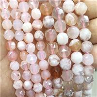 Natural Pink Cherry Sakura Agate Beads Cut Round, approx 7-8mm [GB17521-8MM]