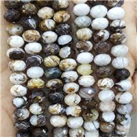 Natural American Wooden Petrified Jasper Beads Coffee Faceted Rondelle, approx 8mm [GB17847]