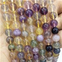 Natural Fluorite Beads Multicolor Smooth Round, approx 8mm dia [GB18116-8MM]