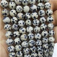 Natural Dalmatian Jasper Beads Black Smooth Round, approx 8mm dia [GB18227-8MM]