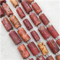 Natural Coral Column Beads Tube Red, approx 8-20mm, 8pcs per st [GB18459]