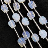 White Opalite Skull Beads Carved, approx 8-10mm, 12pcs per st [GB18497-S]