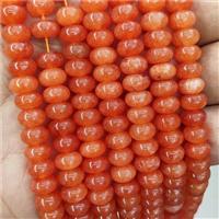 Jade Beads Orange Dye Smooth Rondelle, approx 8mm [GB18571]