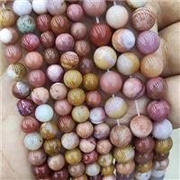 Natural Wood Petrified Jasper Beads Red Smooth Round, approx 6mm dia [GB18604-6MM]