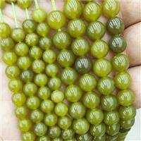 Natural Lemon Jade Beads Olive Smooth Round, approx 6mm dia [GB18605-6MM]
