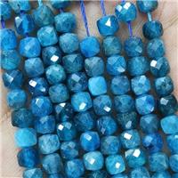 Natural Apatite Cube Beads Blue Faceted, approx 3.7-4.4mm [GB18938]