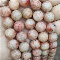 Natural Peach Sunstone Beads Gold Spot Smooth Round, approx 14mm dia [GB19129-14MM]