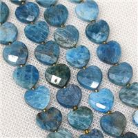 Natural Blue Apatite Heart Beads Faceted, approx 12mm [GB19162]