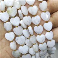 Natural White Moonstone Heart Beads Faceted, approx 12mm [GB19168]