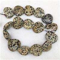 Natural Black Dalmatian Jasper Heart Beads, approx 25-28mm [GB19286]