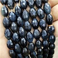 Natural Tiger Eye Stone Rice Beads InkBlue Dye Faceted, approx 10-14mm [GB19827]
