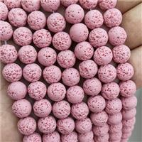 Rock Lava Round Beads Pink Dye, approx 8mm dia [GB20144-8MM]