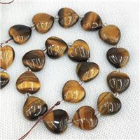 Natural Tiger Eye Stone Heart Beads, approx 20mm [GB20256]