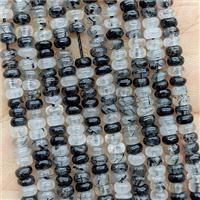 Natural Black Rutilated Quartz Beads Smooth Rondelle, approx 4mm [GB20751]
