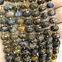 Natural Yellow Snowflake Jasper Beads Faceted Rondelle, approx 9-11mm [GB20927]