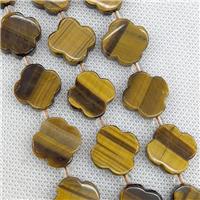 Natural Tiger Eye Stone Clover Beads, approx 18mm [GB20956]