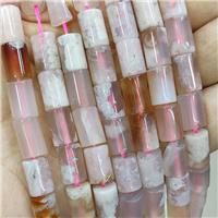 Natural Pink Sakura Cherry Agate Tube Beads, approx 8-12mm [GB21059]