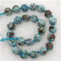 Natural Ocean Jasper Nugget Beads Blue Dye Faceted Freeform, approx 13-14mm [GB21102]
