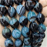 Natural Druzy Agate Barrel Beads Aqua Dye, approx 18-19mm [GB21266]
