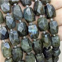 Natural Labradorite Beads Faceted Cuboid, approx 12-16mm [GB21588]
