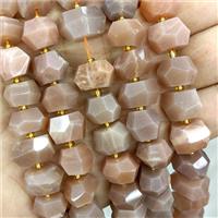 Natural Peach Moonstone Beads Faceted Rondelle, approx 12-16mm [GB21626]