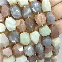 Natural Moonstone Nugget Beads Multicolor Faceted Freeform, approx 12-16mm [GB21628]