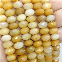 Natural Honey Jade Beads Faceted Rondelle Yellow, approx 8-12mm [GB21942]