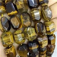 Natural Tiger Eye Stone Column Beads Faceted, approx 16-20mm [GB22108]