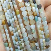 Natural Chinese Amazonite Heart Beads Multicolor, approx 6mm [GB22122]
