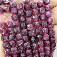 Burgundy Jade Beads Dye Faceted Cube, approx 7-8mm [GB22186]