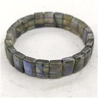 Natural Labradorite Bracelet Stretchy Rectangle, approx 8-12mm, 53mm dia [GB22238]