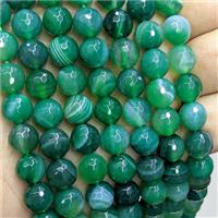 Green Stripe Agate Beads Band Dye Faceted Round, approx 10mm dia [GB22250-10MM]