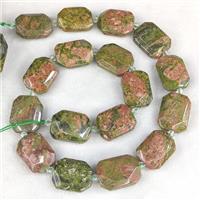 Natural Unakite Beads Faceted Rectangle, approx 15-22mm [GB22251]