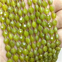 Natural Lemon Jade Beads Green Faceted Coin, approx 6mm [GB22380]