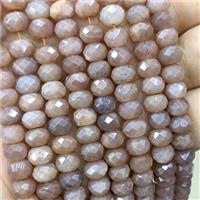 Natural Peach Sunstone Beads Faceted Rondelle, approx 8mm [GB22521]