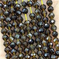 Natural Tourmaline Beads Yellowgray Faceted Round, approx 4mm [GB22730]