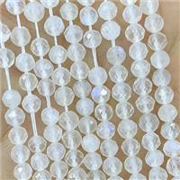 Natural White Moonstone Beads Pony Rainbow Faceted Round, approx 4mm [GB22753-4MM]