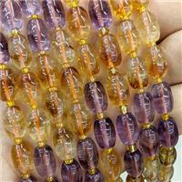 Natural Citrine And Amethyst Barrel Beads, approx 8-12mm [GB22770-L]