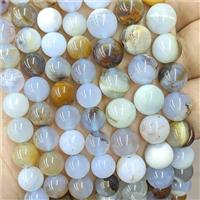 Natural Blue Chalcedony Beads Smooth Round B-Grade, approx 6mm dia [GB22884-6MM]