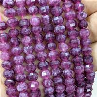 Natural Jade Beads Fuchsia Dye Faceted Pumpkin, approx 8mm [GB22973]