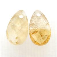 yellow Citrine pendant, faceted teardrop, approx 9-15mm [GM14631]